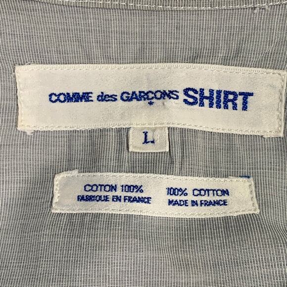 COMME des GARCONS SHIRT Size L Grey White Cotton One Pocket Long Sleeve Shirt - Picture 5 of 5